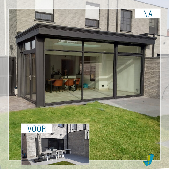 Voor en na foto veranda