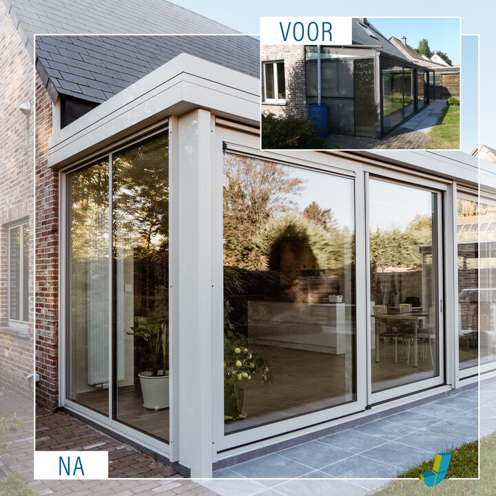 Voor en na foto veranda